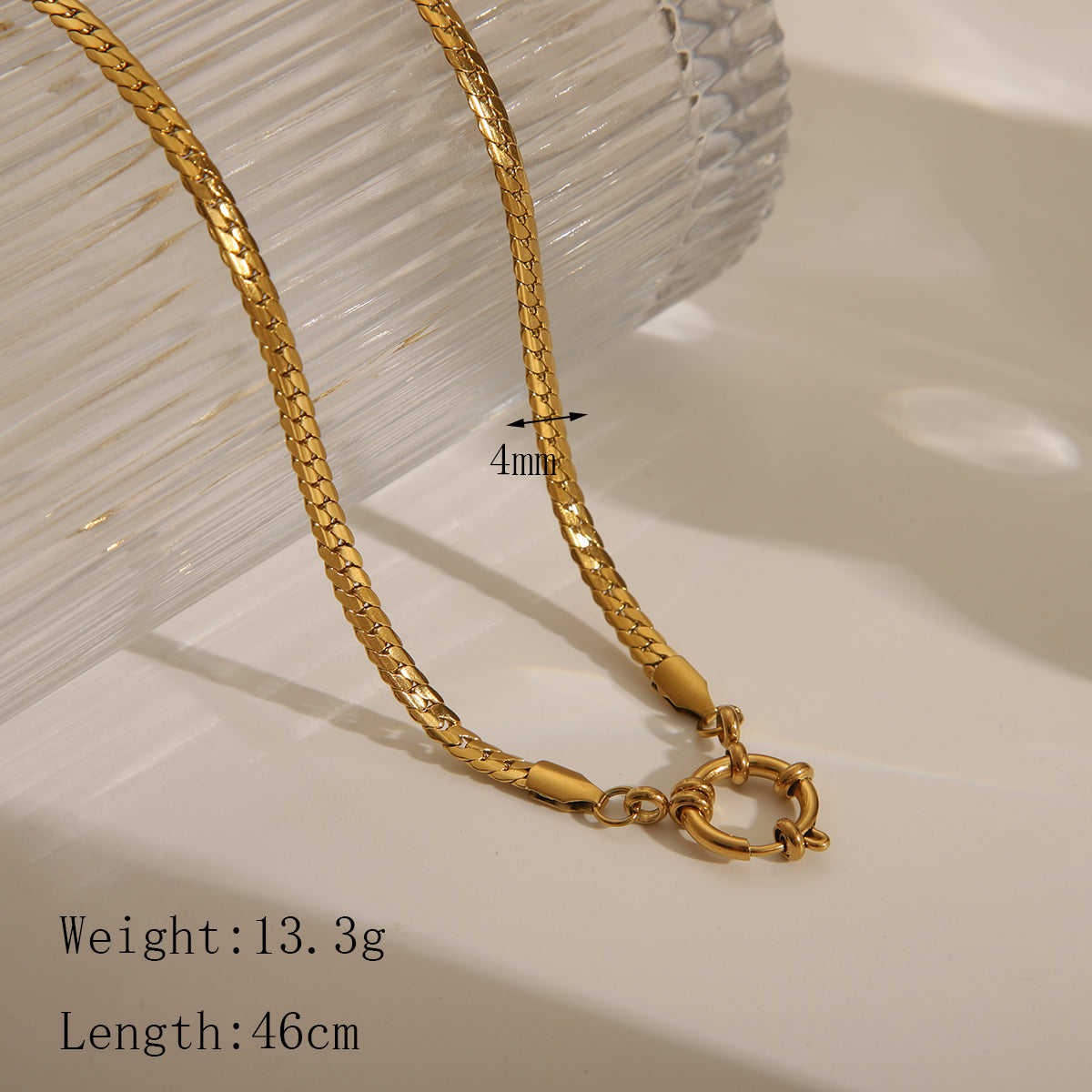 Collar con colgante de acero inoxidable 304 chapado en oro de 18 quilates, estilo casual, básico, para el día a día, color sólido