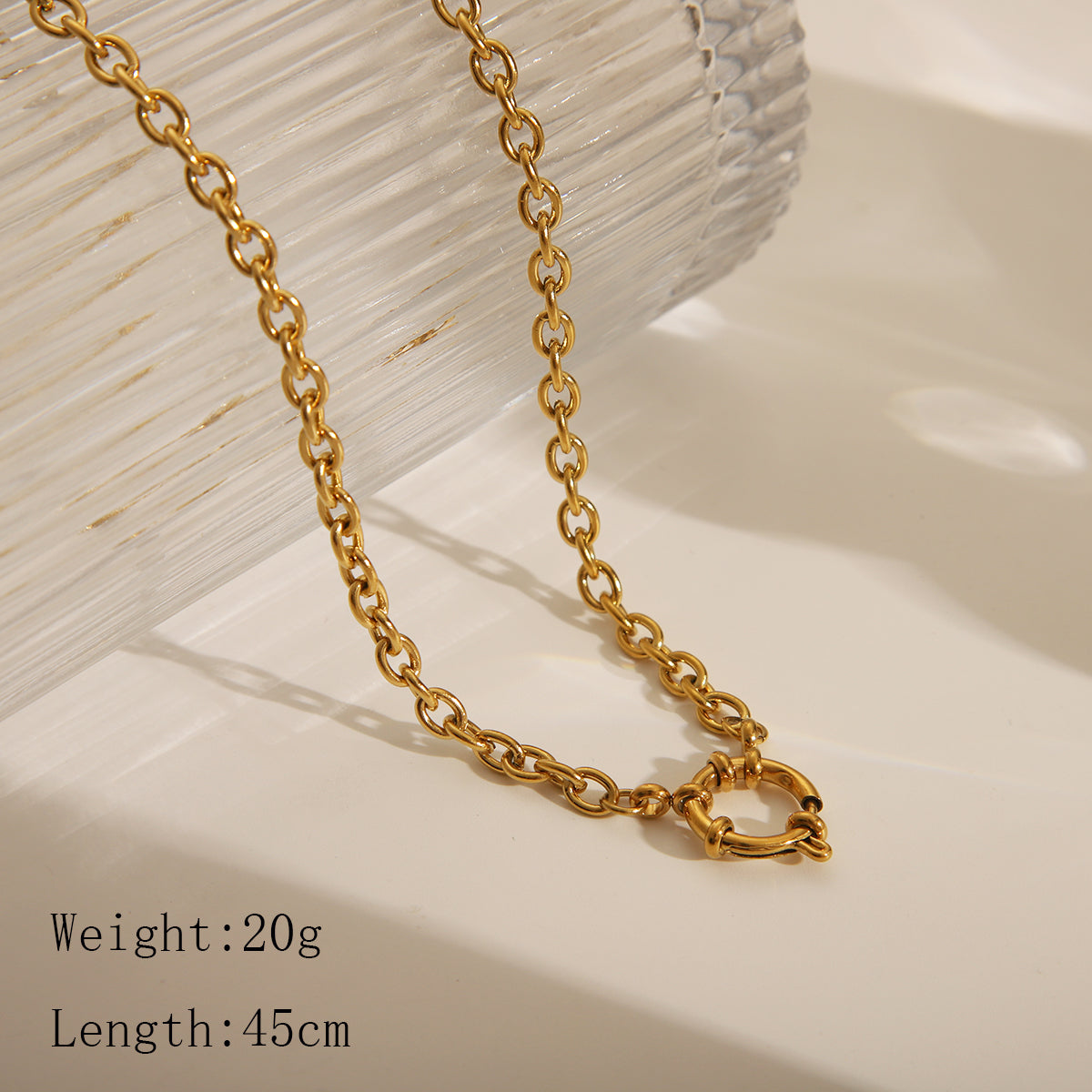 Collar con colgante de acero inoxidable 304 chapado en oro de 18 quilates, estilo casual, básico, para el día a día, color sólido