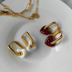 1 par de pendientes colgantes de acero inoxidable 304 con forma de corazón, estilo retro sencillo