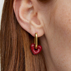 1 par de pendientes colgantes de acero inoxidable 304 con forma de corazón, estilo retro sencillo