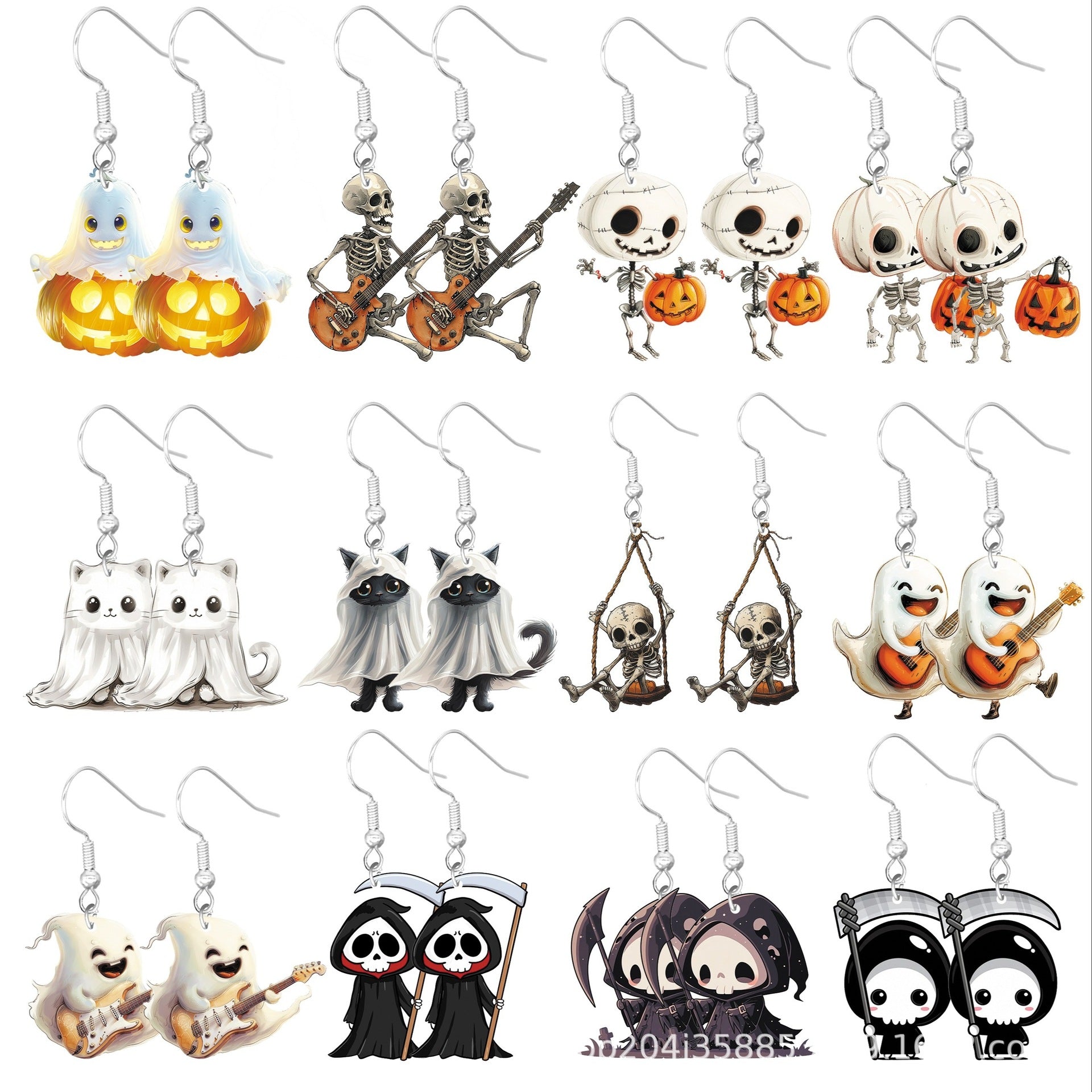 1 par de pendientes colgantes de acrílico con personajes de dibujos animados de estilo clásico y sencillo para Halloween