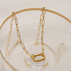 Collar con colgante de acero inoxidable 304 chapado en oro de 18 quilates, estilo casual, básico, redondo, color sólido, rectangular