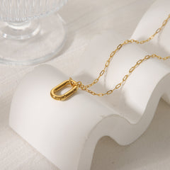 Collar con colgante de acero inoxidable 304 chapado en oro de 18 quilates, estilo casual, básico, redondo, color sólido, rectangular