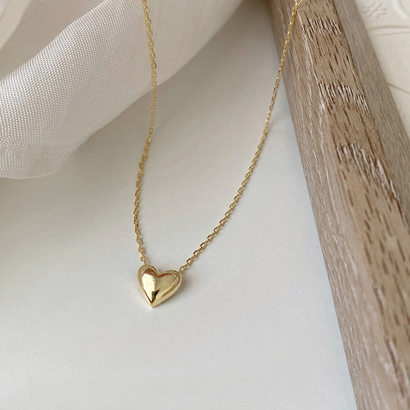 Collar con colgante tridimensional de acero inoxidable 316L chapado en oro de 18 quilates con forma de corazón, joyería al por mayor