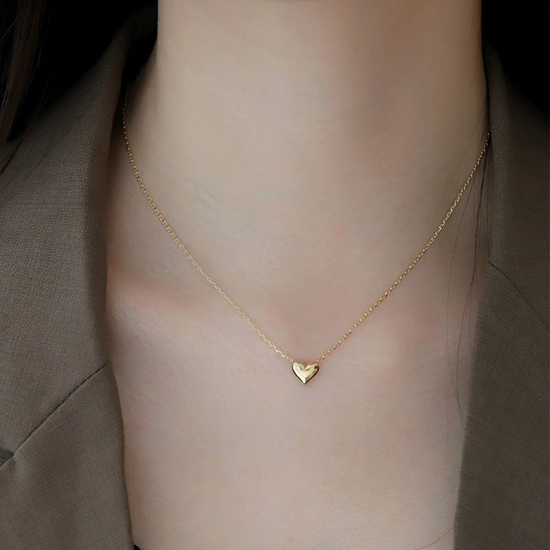 Collar con colgante tridimensional de acero inoxidable 316L chapado en oro de 18 quilates con forma de corazón, joyería al por mayor