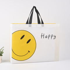 Bolsa de ropa no tejida prensada en caliente, disponible en stock, bolsa con expresión facial sonriente, bolsa de ropa para niños con impresión a color, bolsa de publicidad, impresión LO (por 50 piezas)