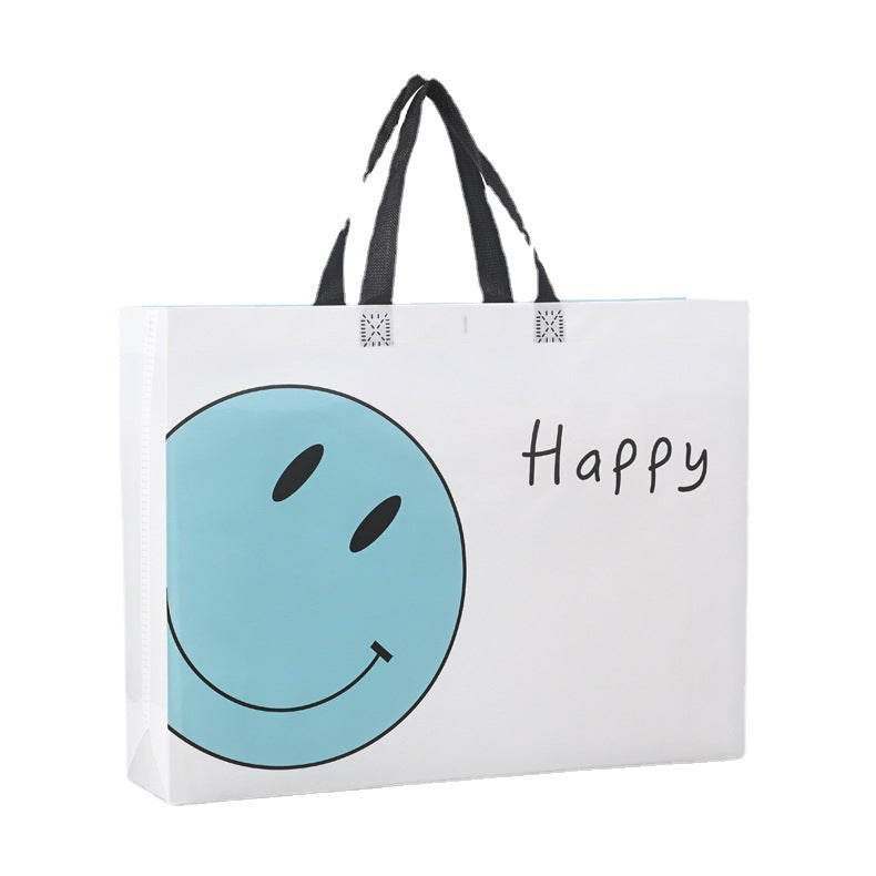 Bolsa de ropa no tejida prensada en caliente, disponible en stock, bolsa con expresión facial sonriente, bolsa de ropa para niños con impresión a color, bolsa de publicidad, impresión LO (por 50 piezas)