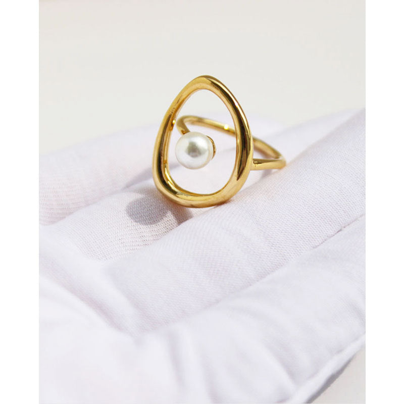 Anillos geométricos chapados en latón 