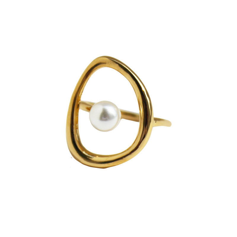 Anillos geométricos chapados en latón 
