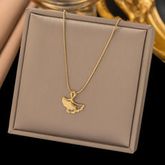 Collar con colgante de acero de titanio chapado en forma de corazón, con forma de estrella de mar, estilo IG, estilo dulce y sencillo, con lazo y nudo.