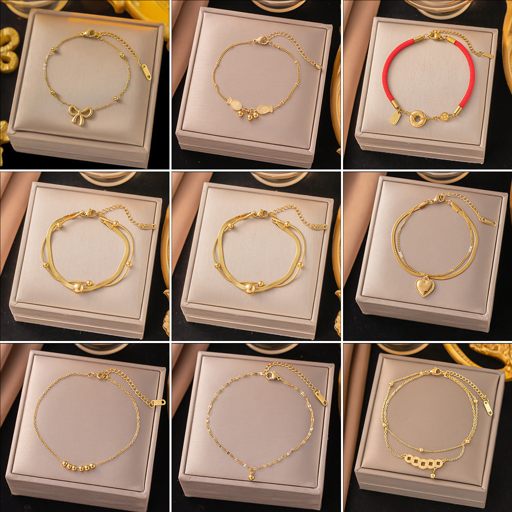 Wholesale Jewelry Elegant Streetwear Heart Shape Titanium Steel Anklet