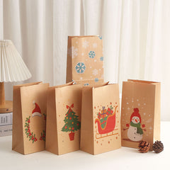 Bolsas de regalo navideñas de estilo nórdico, con diseño de Papá Noel, muñeco de nieve, copos de nieve, para fiestas y festivales (12 unidades) 
