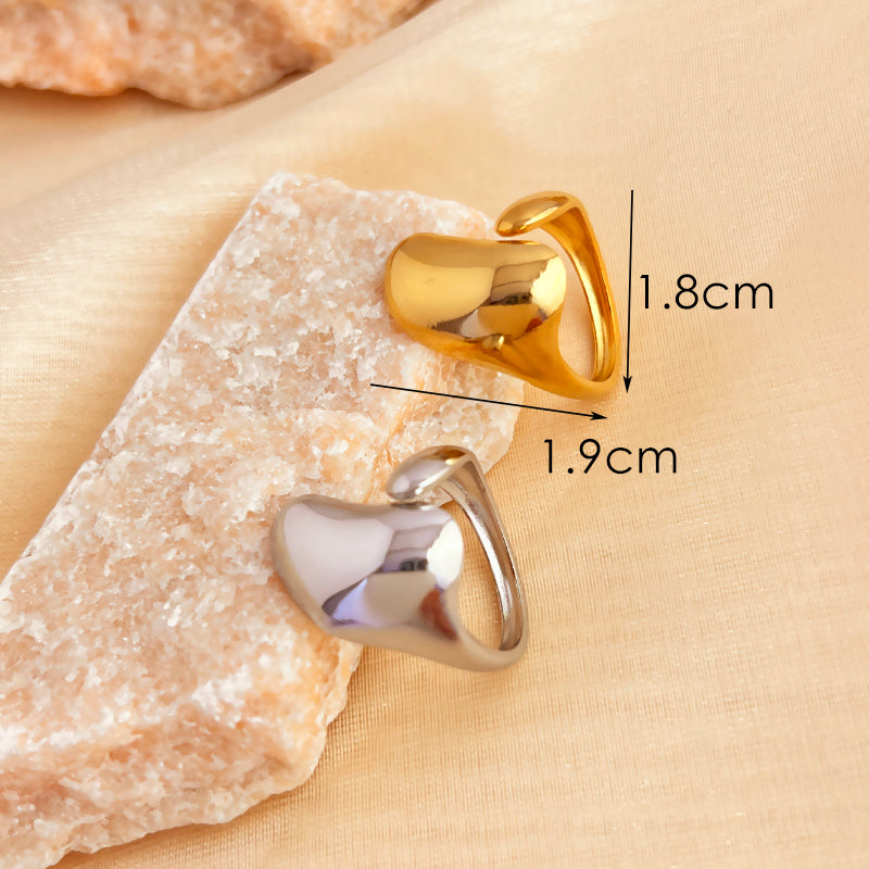 Anillos abiertos de acero inoxidable chapados en oro de 18 quilates con diseño geométrico, estilo retro, informal y sencillo, 201 