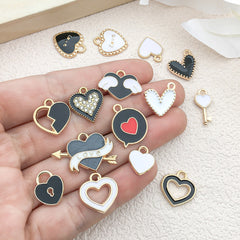 1 pieza de 11*13 mm, 14*15 mm, 4*16 mm, accesorios de joyería de aleación con forma de corazón (por 100 piezas) 