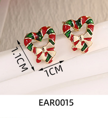 1 par de pendientes de aleación chapados en estilo nórdico con diseño de árbol de Navidad, muñeco de nieve y copo de nieve.