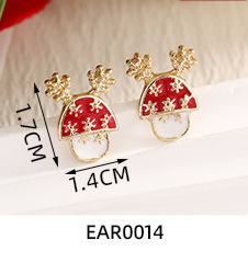 1 par de pendientes de aleación chapados en estilo nórdico con diseño de árbol de Navidad, muñeco de nieve y copo de nieve.
