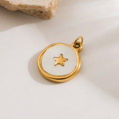 1 pieza de acero inoxidable 304 chapado en oro de 14 quilates con diseño de elefante, sol y estrella pulidos, accesorios de joyería, colgante