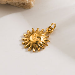 1 pieza de acero inoxidable 304 chapado en oro de 14 quilates con diseño de elefante, sol y estrella pulidos, accesorios de joyería, colgante