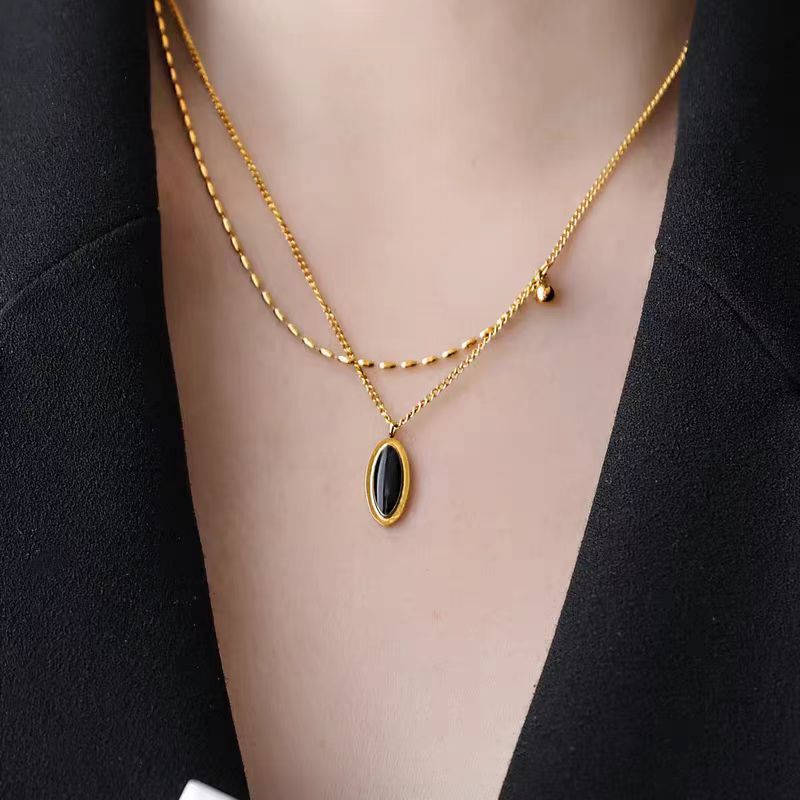Wholesale Jewelry Sweet Heart Shape Floral Titanium Steel Plating Necklace