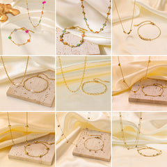 Joyería al por mayor, elegante, estilo urbano, con forma de corazón, mariposa, chapado en acero de titanio, pulseras y collares. 