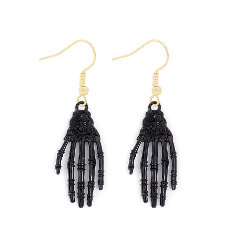 1 par de pendientes colgantes de aleación de zinc con diseño divertido y genial de calabaza, telaraña, fantasma y esmalte.