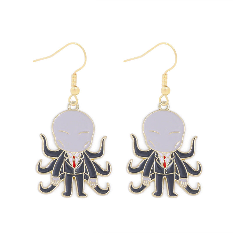 1 par de pendientes colgantes de aleación de zinc con diseño divertido y genial de calabaza, telaraña, fantasma y esmalte.