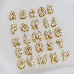 1 pieza de cadena colgante con colgante de letra de circonita de cobre