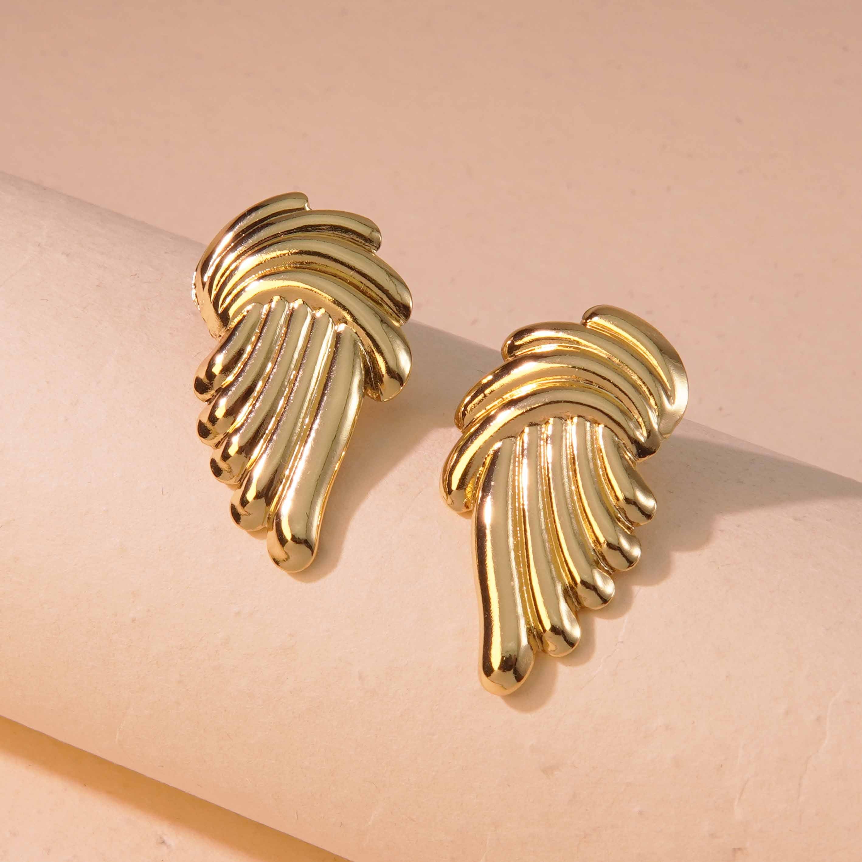 1 par de pendientes de acero inoxidable 304 con diseño geométrico de estilo sencillo, imitación oro
