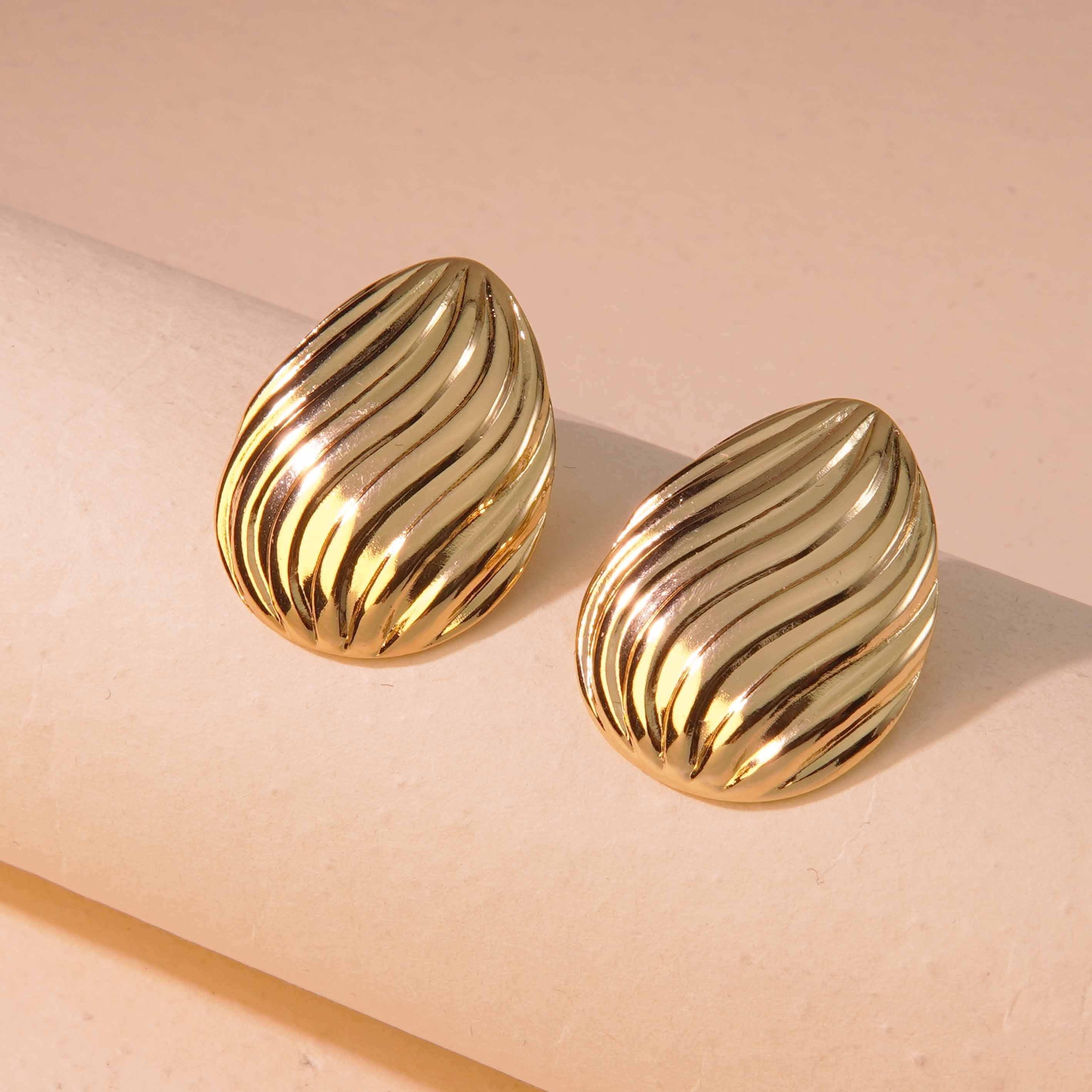 1 par de pendientes de acero inoxidable 304 con diseño geométrico de estilo sencillo, imitación oro