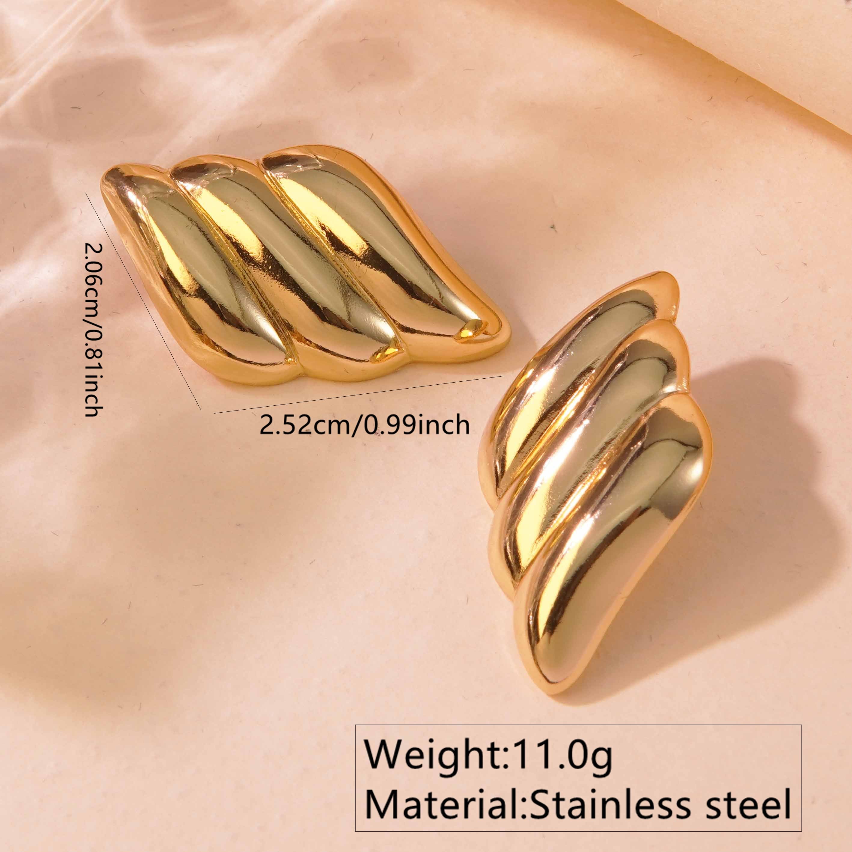 1 par de pendientes de acero inoxidable 304 con diseño geométrico de estilo sencillo, imitación oro