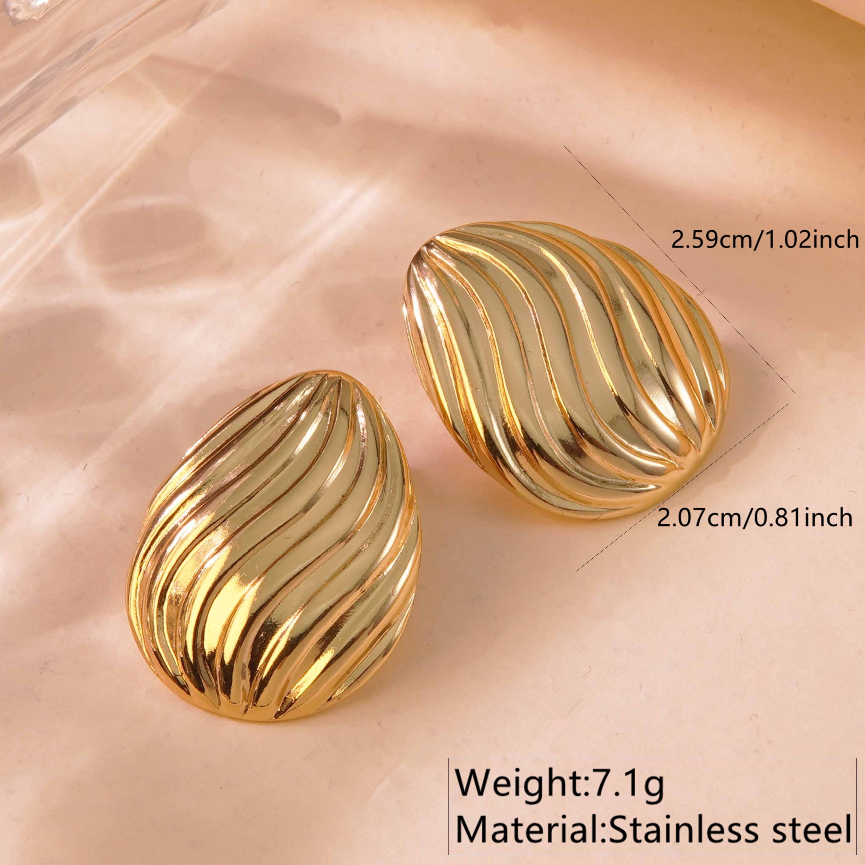 1 par de pendientes de acero inoxidable 304 con diseño geométrico de estilo sencillo, imitación oro