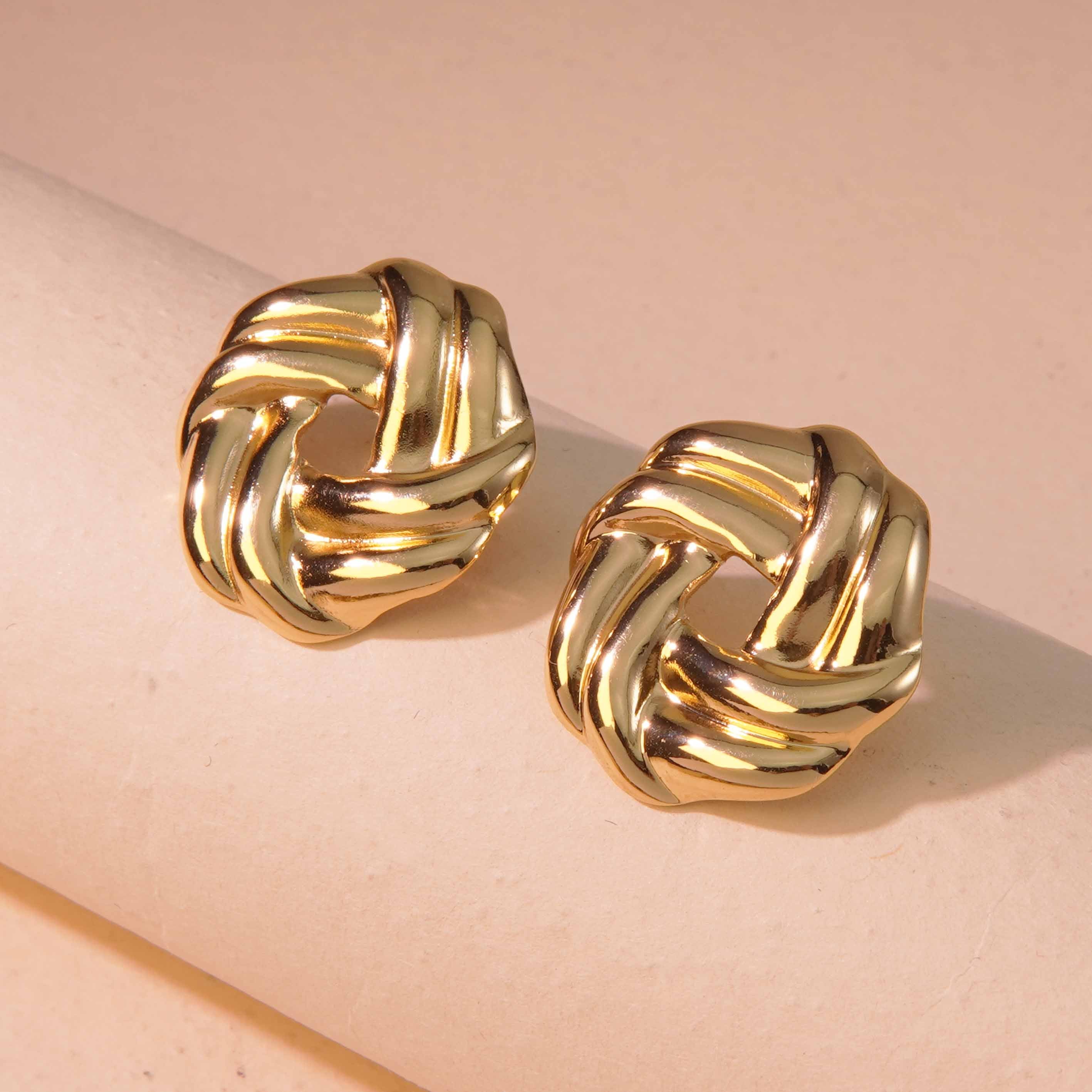 1 par de pendientes de acero inoxidable 304 con diseño geométrico de estilo sencillo, imitación oro
