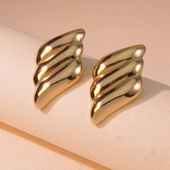 1 par de pendientes de acero inoxidable 304 con diseño geométrico de estilo sencillo, imitación oro