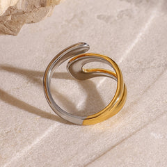 Anillos abiertos de acero inoxidable 304 de colores mixtos, estilo simple, estilo clásico, geométricos, venta al por mayor