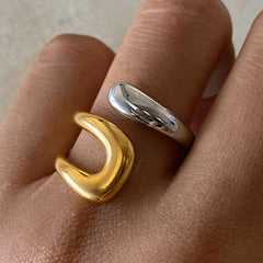 Anillos abiertos de acero inoxidable 304 de colores mixtos, estilo simple, estilo clásico, geométricos, venta al por mayor