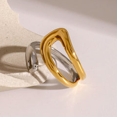 Anillos abiertos de acero inoxidable 304 de colores mixtos, estilo simple, estilo clásico, geométricos, venta al por mayor