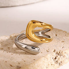 Anillos abiertos de acero inoxidable 304 de colores mixtos, estilo simple, estilo clásico, geométricos, venta al por mayor