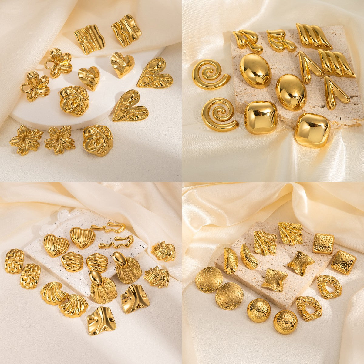 1 par de pendientes de acero inoxidable 304 con forma de corazón ovalado geométrico de estilo clásico