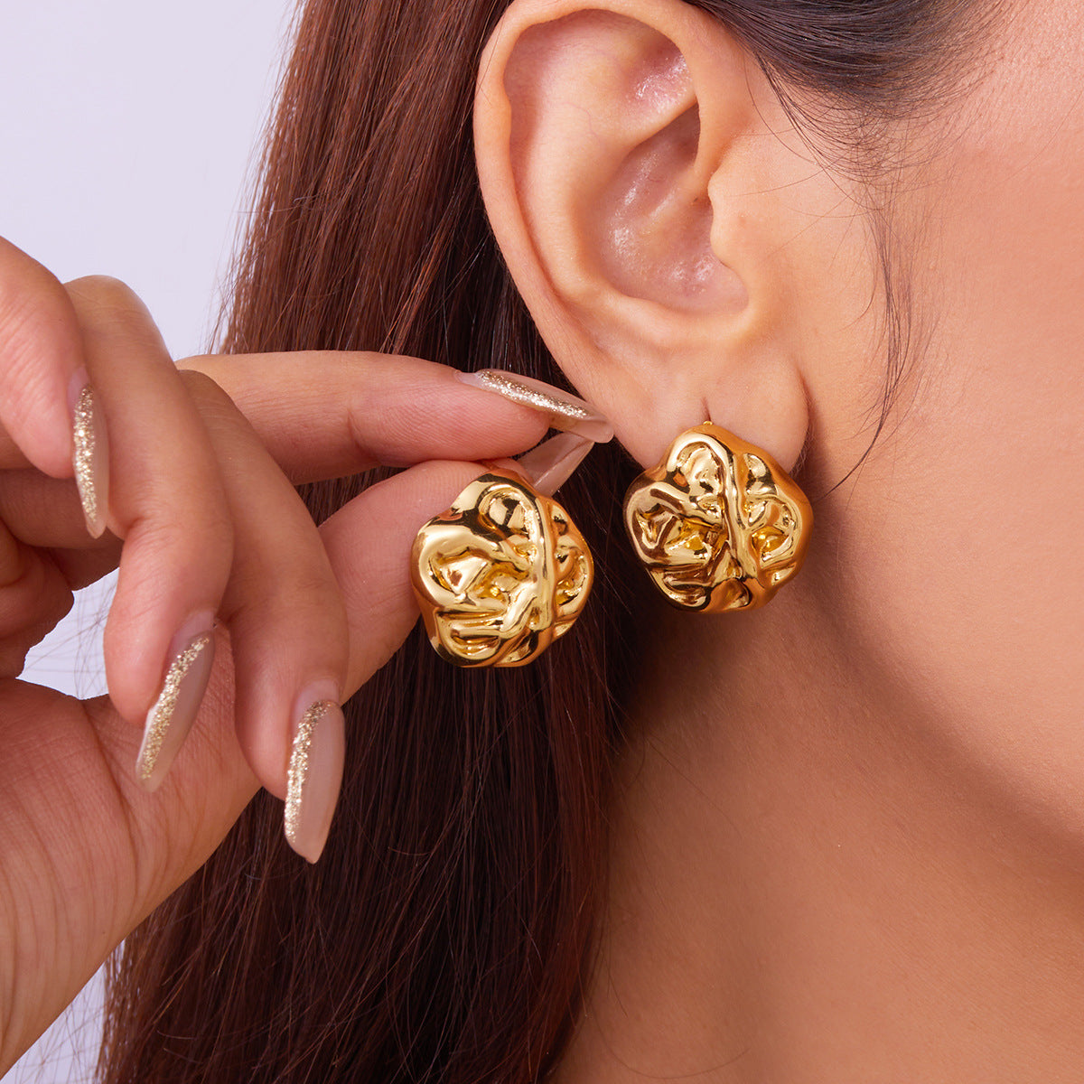 1 par de pendientes de acero inoxidable 304 con forma de corazón ovalado geométrico de estilo clásico