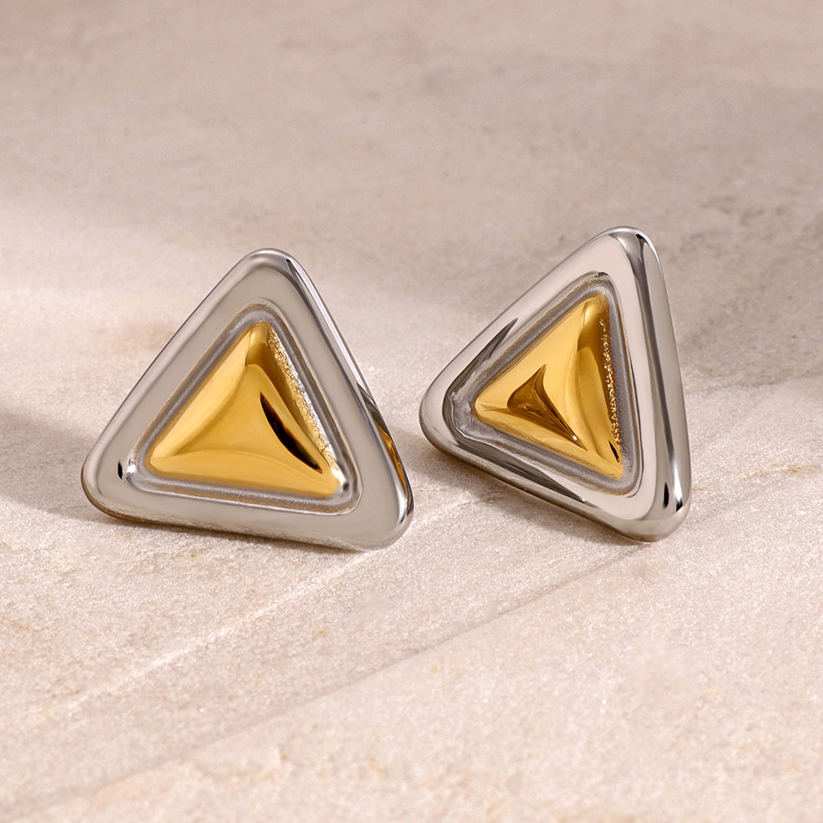 1 par de pendientes de acero inoxidable 304 con diseño geométrico clásico, elegante y sencillo, con baño de colores mixtos.
