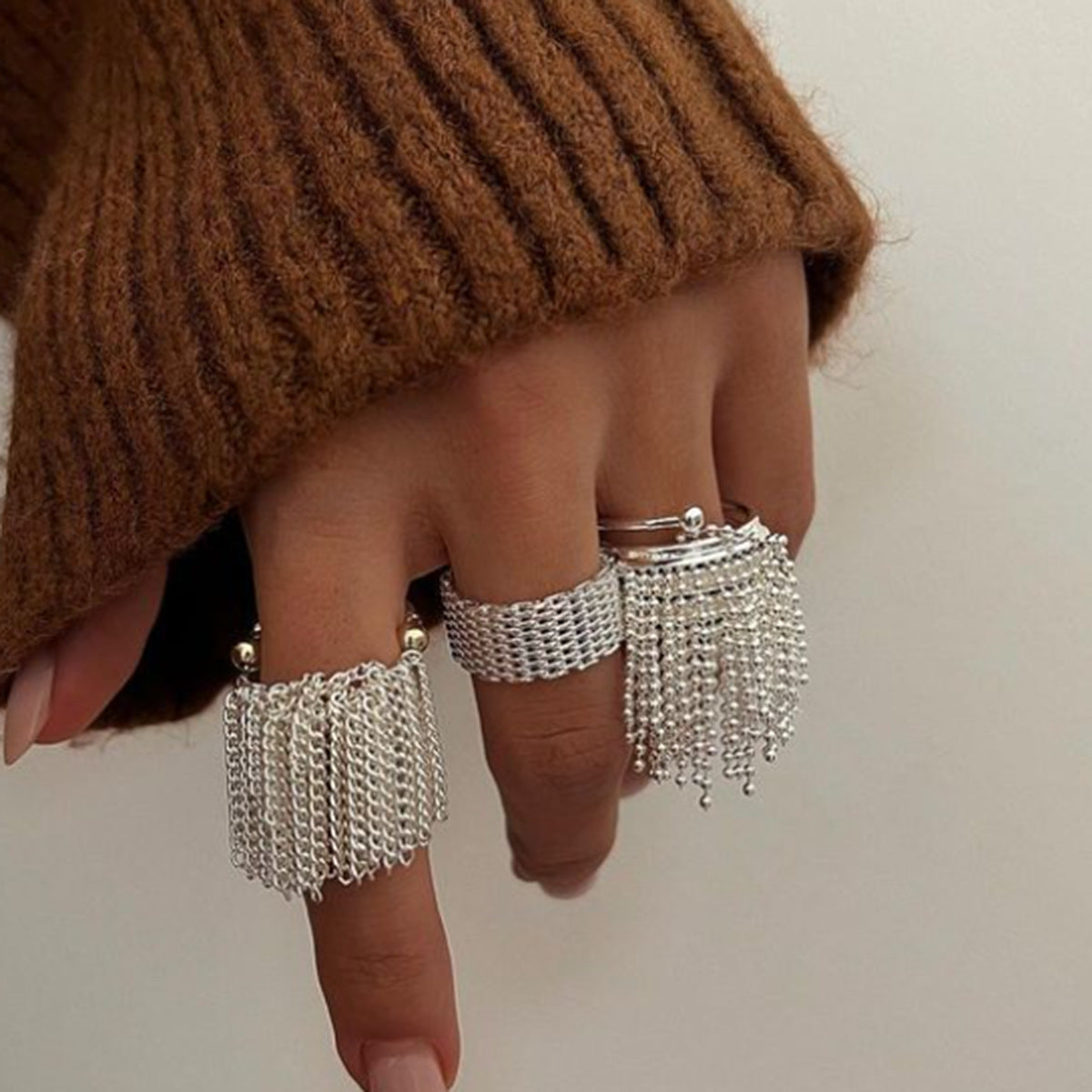 Anillos abiertos chapados en acero inoxidable 304 con diseño geométrico clásico, estilo glamuroso y sencillo.