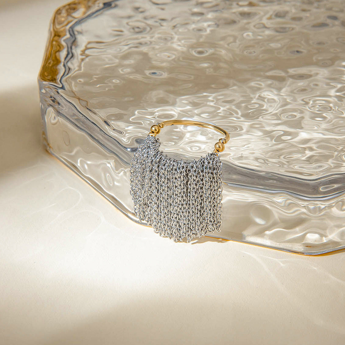 Anillos abiertos chapados en acero inoxidable 304 con diseño geométrico clásico, estilo glamuroso y sencillo.