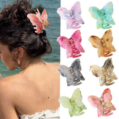Pinzas para el pelo con diseño de mariposa de mármol informal para mujer, láminas de ácido acético, barniz para hornear