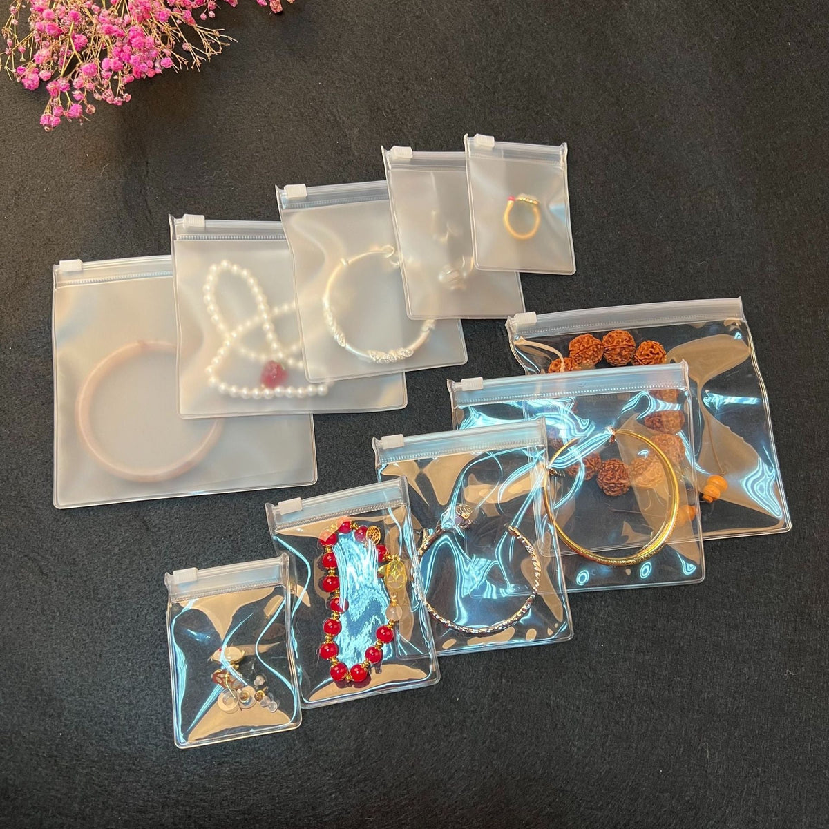 Bolsas de plástico para embalaje de joyas, estilo simple, clásico, con fecha cuadrada 