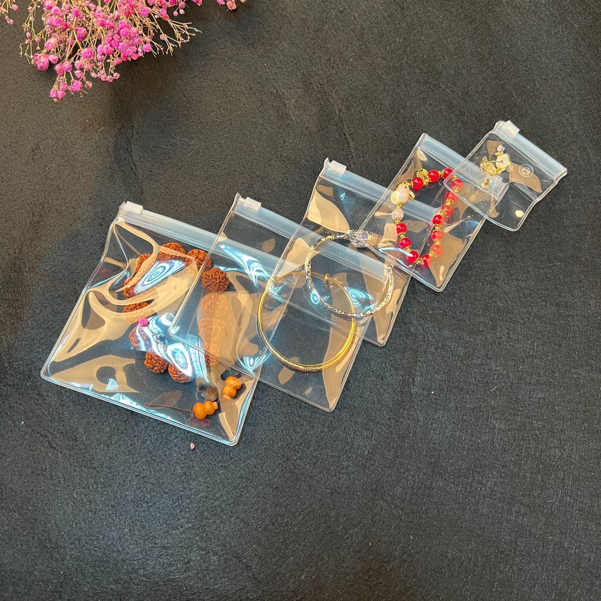Bolsas de plástico para embalaje de joyas, estilo simple, clásico, con fecha cuadrada 