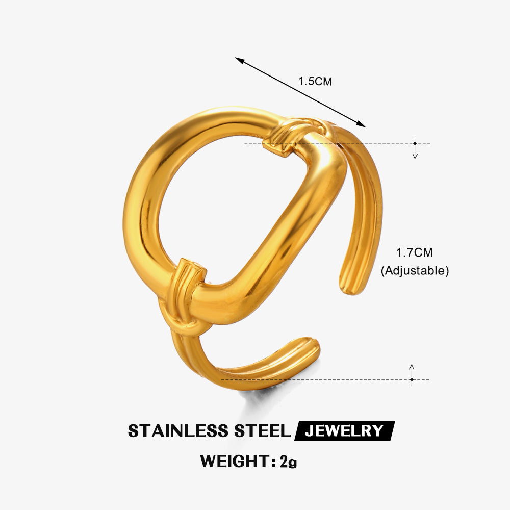 Anillos abiertos chapados en oro de 18 quilates de acero inoxidable 304 con diseño geométrico de estilo clásico y sencillo. 