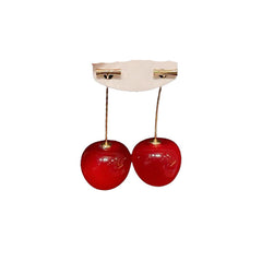 1 par de pendientes de aleación de resina y cobre con diamantes de imitación de cereza y fresa.