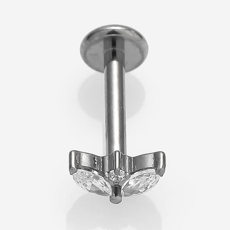Anillos para labios de estilo simple con forma de mariposa, con incrustaciones de acero de titanio y circonita, chapados en oro de 18 quilates, para cartílago de la oreja. 