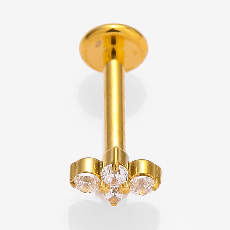 Anillos para labios de estilo simple con forma de mariposa, con incrustaciones de acero de titanio y circonita, chapados en oro de 18 quilates, para cartílago de la oreja. 