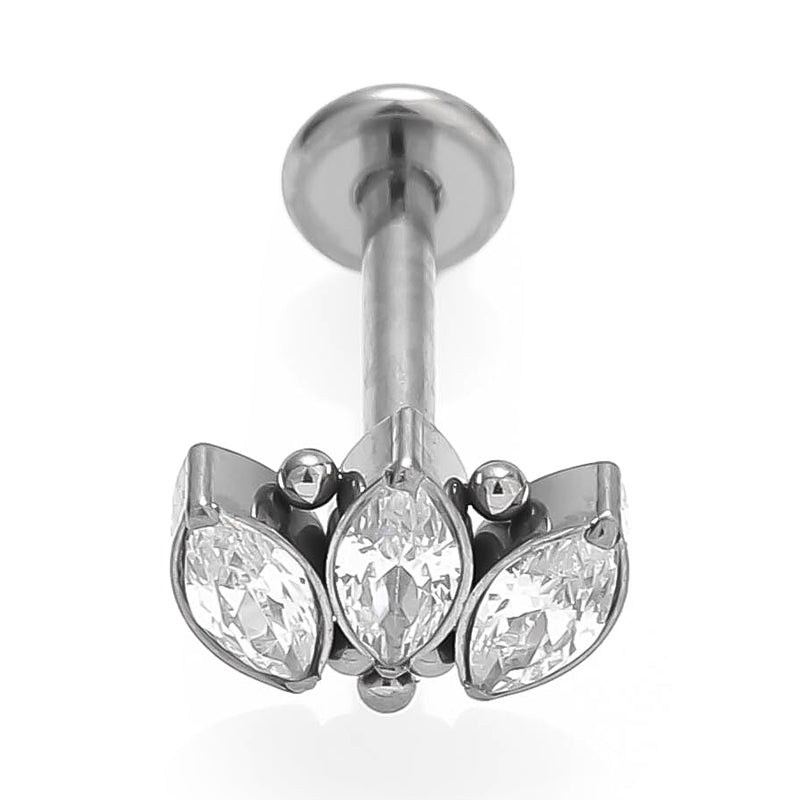 Anillos para labios de estilo simple con forma de mariposa, con incrustaciones de acero de titanio y circonita, chapados en oro de 18 quilates, para cartílago de la oreja. 
